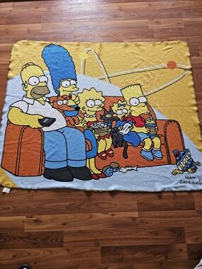 Vintage The Simpsons Family Throw Blanket - Yellow